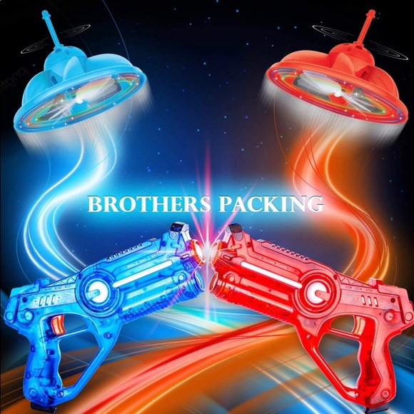 2 Laser Tag Gun Game W/ 2 Flying Toy Drones Target - Picture 3 of 7